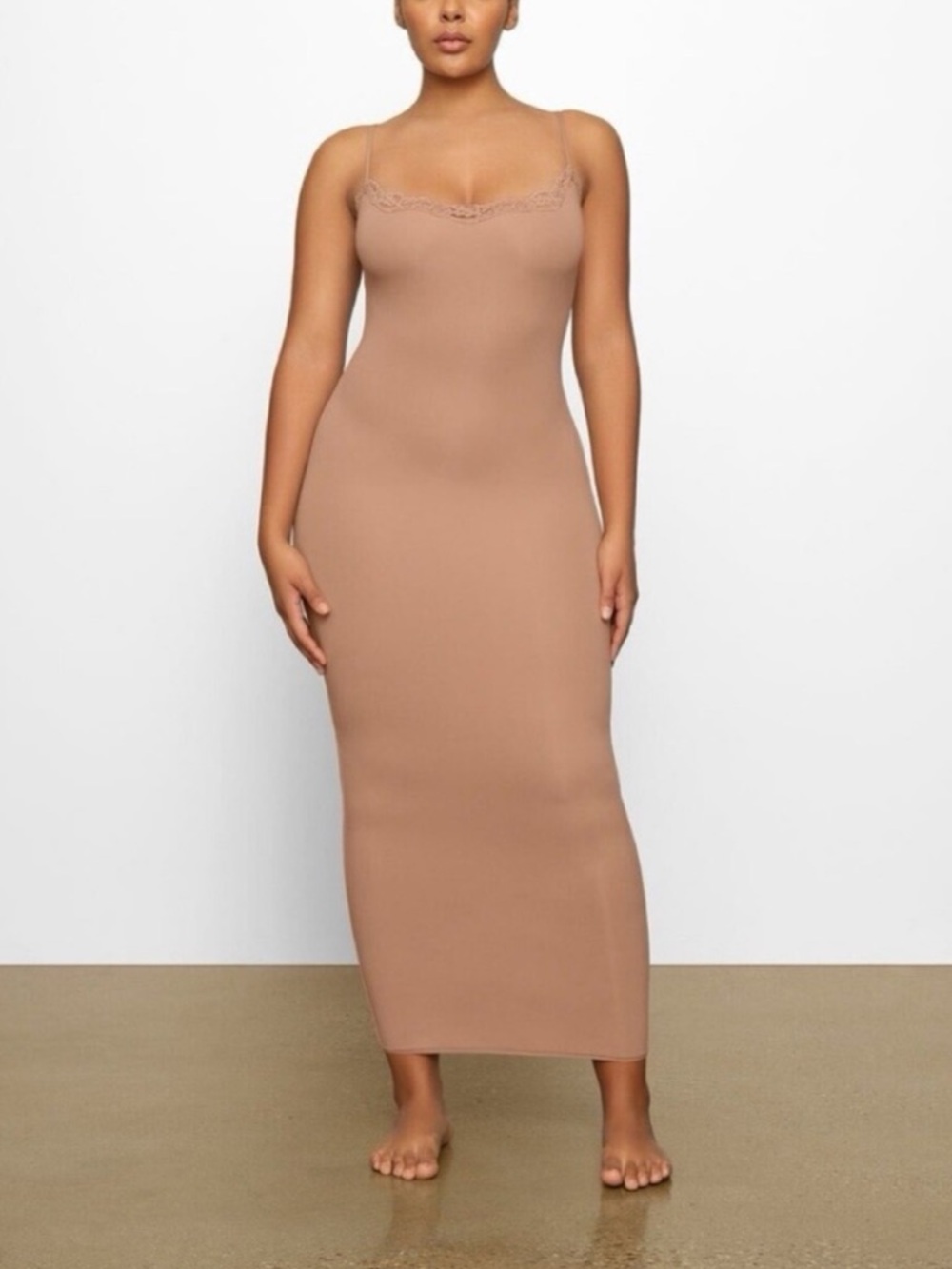 SKIMS FITS EVERYBODY LACE LONG SLIP DRESS SIENNA XS